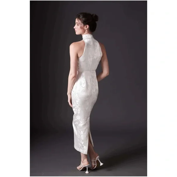 SAU LEE Jill Chinese Jacquard Pencil Dress White - Picture 4 of 7